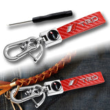TOYOTA TRD Universal Chrome 3D Logo Carbon Fiber Look Red Leather Metal Gift Decor Quick Release Lanyard Keychain SUPRA COROLLA Camry