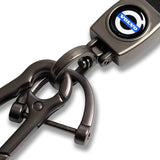 VOLVO Universal Black 3D Logo Leather Metal Gift Decor Quick Release Lanyard Keychain