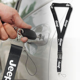 For JEEP BLACK Key Chain Logo Neck Strap Quick Release Cell Phone Lanyard x1