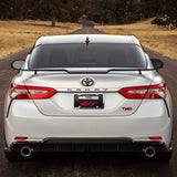 Toyota TRD Racing 3D Black and Chrome Stainless Steel with Black Red Acrylic License Plate Frame + Caps Set OFFICIAL LICENSED