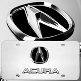 ACURA Stainless Steel Front Mirror Chrome Finish 3D License Plate Frame