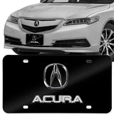 ACURA Stainless Steel Front Mirror Black/ Chrome Finish 3D Dual License Plate Frame