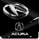 ACURA Stainless Steel Front Mirror Black/ Chrome Finish 3D Dual License Plate Frame