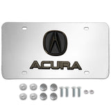 ACURA Dual 3D Black Pearl Logo Front Stainless Steel License Plate Frame 1pc