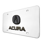 ACURA Dual 3D Black Pearl Logo Front Stainless Steel License Plate Frame 1pc
