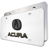 ACURA Dual 3D Black Pearl Logo Front Stainless Steel License Plate Frame 1pc