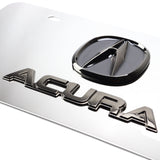 ACURA Dual 3D Black Pearl Logo Front Stainless Steel License Plate Frame 1pc