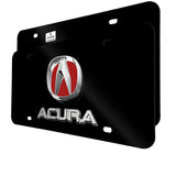 ACURA Stainless Steel Black Chrome Finish 3D Dual Red Logo Front License Plate Frame