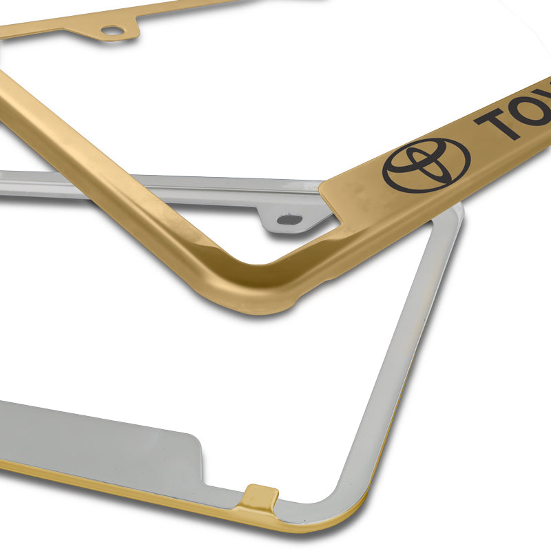 Mach-E Ford Script Laser Etched License Plate Frame; Gold (Universal...