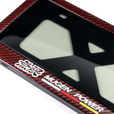 JDM MUGEN POWER Real Carbon Fiber License Plate Cover Protector Red Shield Frame with Bracket For Honda