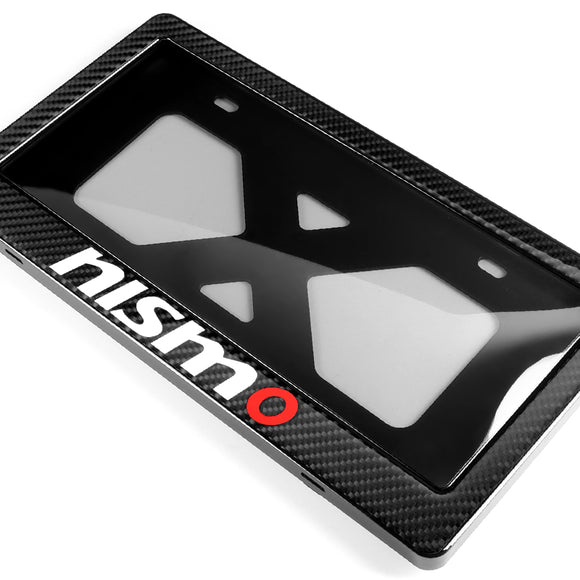 NISMO Nissan Real Carbon Fiber License Plate Cover Protector Shield Frame with Bracket