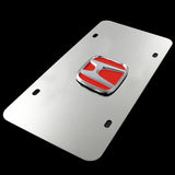 For HONDA Front 3D Mirror Stainless Steel License Plate Frame with Chrome Caps