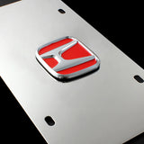For HONDA Front 3D Mirror Stainless Steel License Plate Frame with Chrome Caps