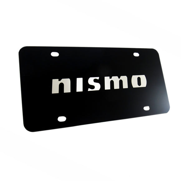 For Nissan NISMO Logo Front Black Stainless Steel License Plate Frame with Caps