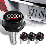 For AUDI 2 pcs Carbon Fiber Look High Quality ABS License Plate Frames with Caps Bolt Screw Set