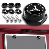 MERCEDES-BENZ Black Stainless Steel License Plate Frame 2pcs Brand New with Caps Bolt SET