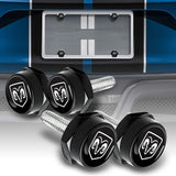 DODGE Black Stainless Steel License Plate Frame 2pcs Brand New with Caps Bolt SET