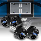 FORD Racing Brand New Stainless Steel Black SET License Plate Frame 2pcs with Caps Bolt