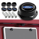 Ford 2 pcs Carbon Fiber Look High Quality ABS License Plate Frames with Caps Bolt Screw Set
