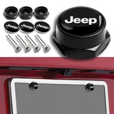 X4 For JEEP Metal Car License Plate Frame Screw Bolt Cap Cover Bolts Nuts Black