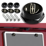 Lincoln 2 pcs Carbon Fiber Look High Quality ABS License Plate Frames with Caps Bolt Screw Set
