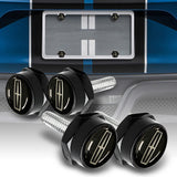 Lincoln 2 pcs Carbon Fiber Look High Quality ABS License Plate Frames with Caps Bolt Screw Set