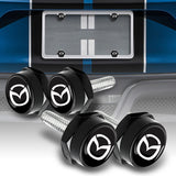MAZDA MazdaSpeed Stainless Steel 2pcs Black License Plate Frame with Caps Bolt Brand New SET