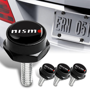 For Nismo Racing Car License Plate Frame Screw Bolt Cap Cover Bolts Nut Black X4
