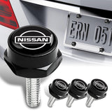 New Nissan Nismo 2 pcs Black Stainless Steel License Plate Frame with Caps Bolt Screw Set