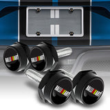 New Ralliart 2 pcs Black Stainless Steel License Plate Frame with Caps Bolt Screw Set