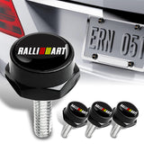 Ralliart 100% Real Carbon Fiber License Plate Frame 2 pcs with Caps Bolts & Screws SET