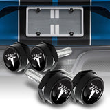 TESLA Stainless Steel License Plate Frame 2pcs Brand New Black SET with Caps Bolt