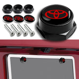 TOYOTA Stainless Steel License Plate Frame 2pcs with Caps Bolt Brand New Black SET