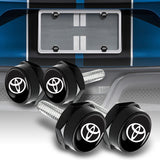 TOYOTA Black SET Stainless Steel License Plate Frame 2pcs with Caps Bolt Brand New
