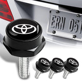 TOYOTA Black SET Stainless Steel License Plate Frame 2pcs with Caps Bolt Brand New