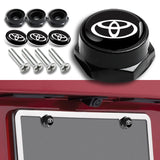 TOYOTA Black SET Stainless Steel License Plate Frame 2pcs with Caps Bolt Brand New