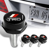 New TRD 2 pcs Black Stainless Steel License Plate Frame with Caps Bolt Screw Set