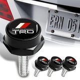TRD 2 pcs Carbon Fiber Look High Quality ABS License Plate Frames with Caps Bolt Screw Set