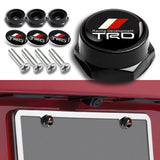 TRD 2 pcs Carbon Fiber Look High Quality ABS License Plate Frames with Caps Bolt Screw Set