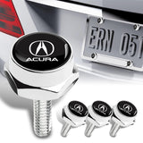ACURA Stainless Steel Silver Metal License Plate Frame 2PCS For MDX RDX TSX TL with Caps Bolt SET