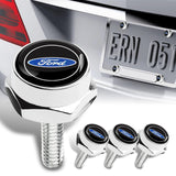 FORD Racing Stainless Steel 2pcs License Plate Frame with Caps Bolt Chrome Brand New SET