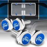 FORD Racing Brand New Stainless Steel 2pcs License Plate Frame with Caps Bolt Chrome SET