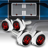 Honda 4PCS New Car License Plate Frame Chrome Screw Bolt Cap Cover Fit For All Models