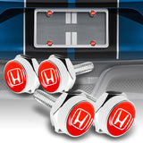 Honda 4PCS Car License Plate Frame Screw Chrome Bolt Cap Cover Fit For All Models New