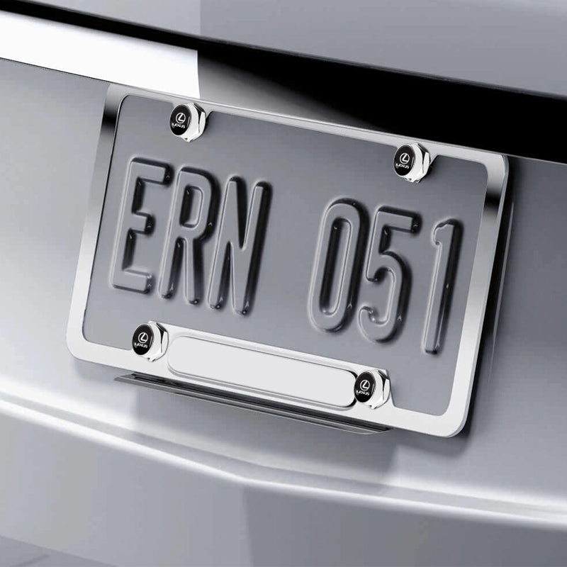 Laser Etched Tesla License Plate Bolt Caps - 4pcs, Mirror Chrome, Anti-Rust Metal