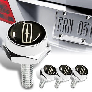 Lincoln Metal Car License Plate Frame Screw Bolt Cap Cover Screw Bolts Nuts 4pcs