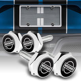 NISSAN Stainless Steel Black License Plate Frame 2pcs Brand New SET with Caps Bolt