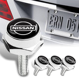 For NISSAN Racing Car License Plate Frame Screw Bolt Cap Cover Bolts Nuts Chrome