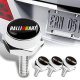 New Ralliart 2 pcs Stainless Steel License Plate Frame with Caps Bolt Screw Set