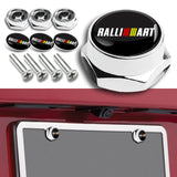 For Mitsubishi RALLIART Chrome Car License Plate Bolts Frame Screw Caps Covers